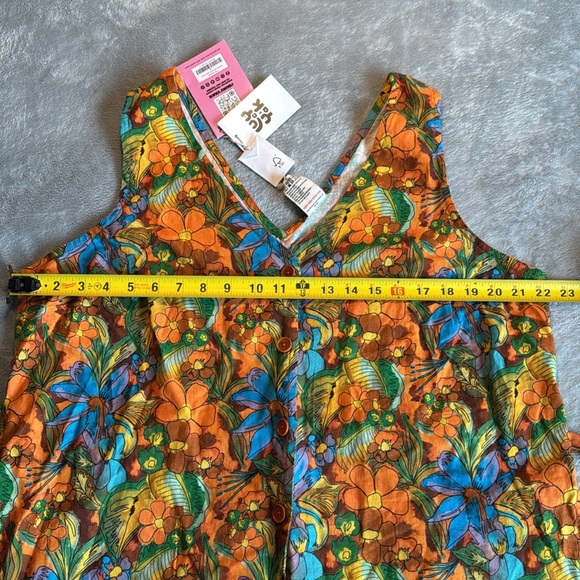 NWT LUCY & YAK Finn - V-Neck Cotton & Linen Jumpsuit Aloha Print Size UK14 US10 - Picture 11 of 16
